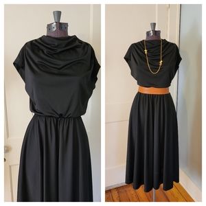 Ultra High Neck Black Dress